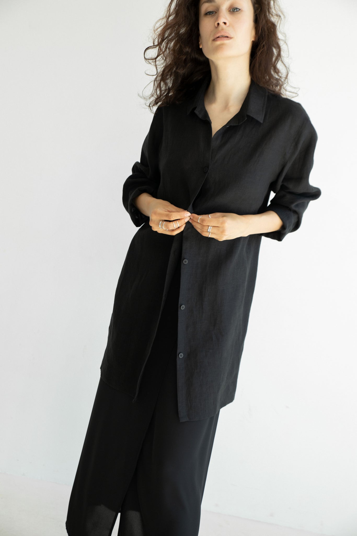 Black minimal linen shirt