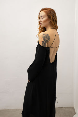 Long sleeve Open-Back & Shoulder Dress