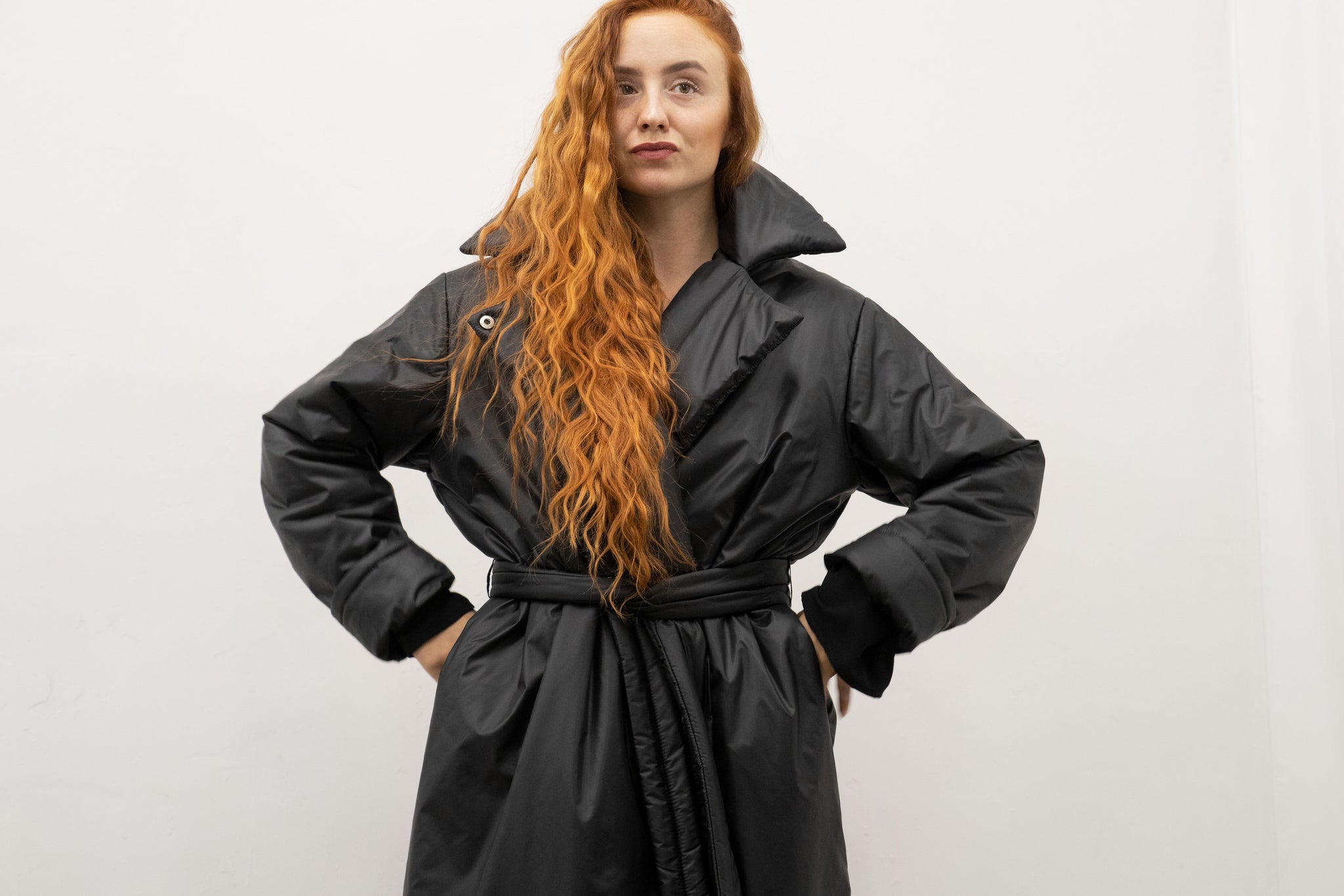 Long puffy coat in black