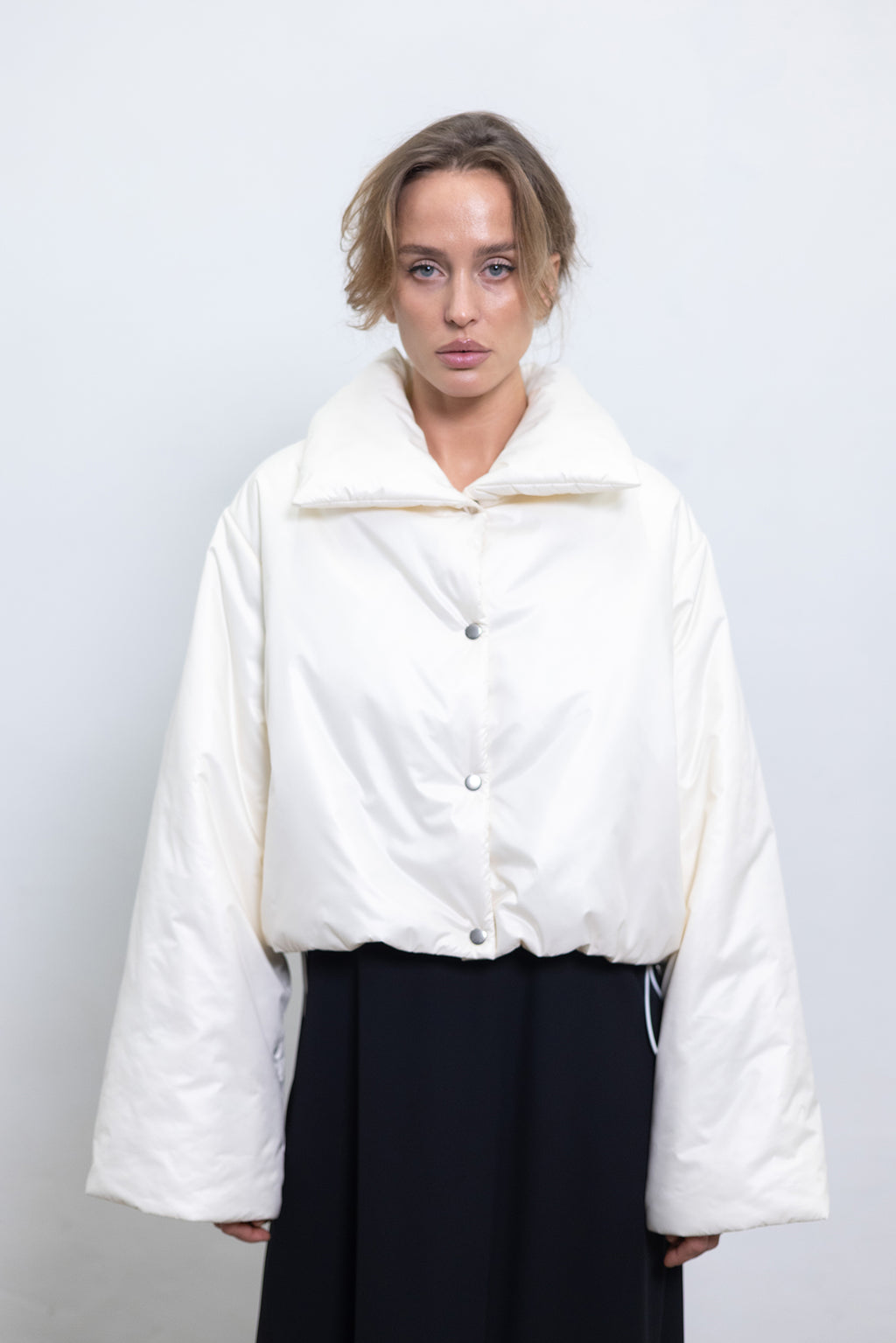 Crop puffer jacket milk