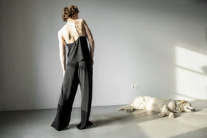 Wide leg trousers with slits