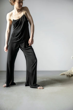 Wide leg trousers with slits