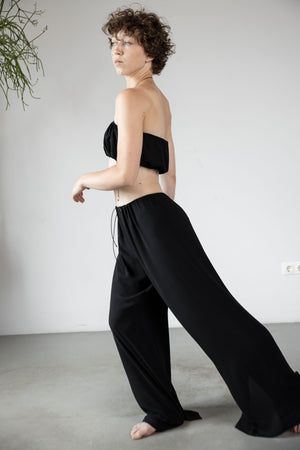 Wide leg trousers with slits