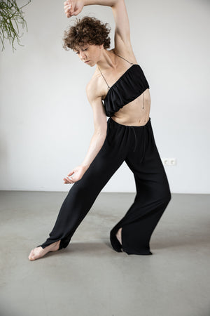 Wide leg trousers with slits