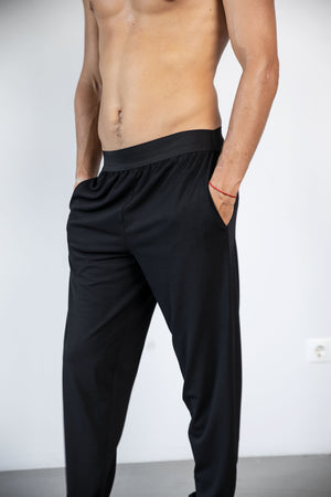 Casual stretchy pants man black
