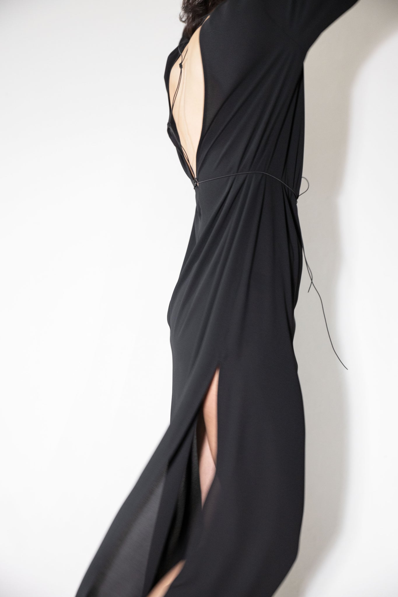 Open back dress with sleeves