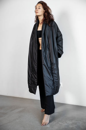 Puffy duvet kimono coat