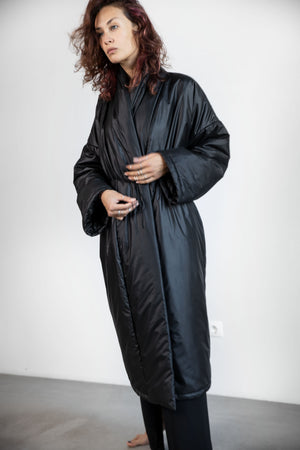 Puffy duvet kimono coat