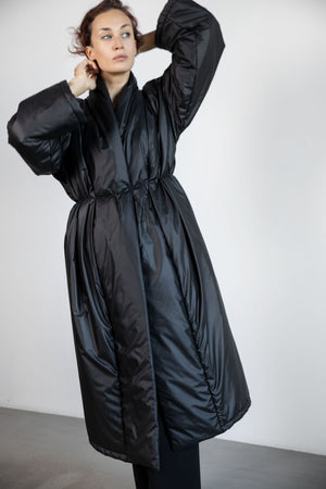 Puffy duvet kimono coat