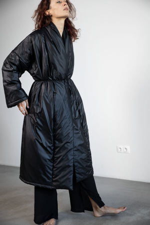 Puffy duvet kimono coat