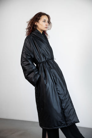 Puffy duvet kimono coat