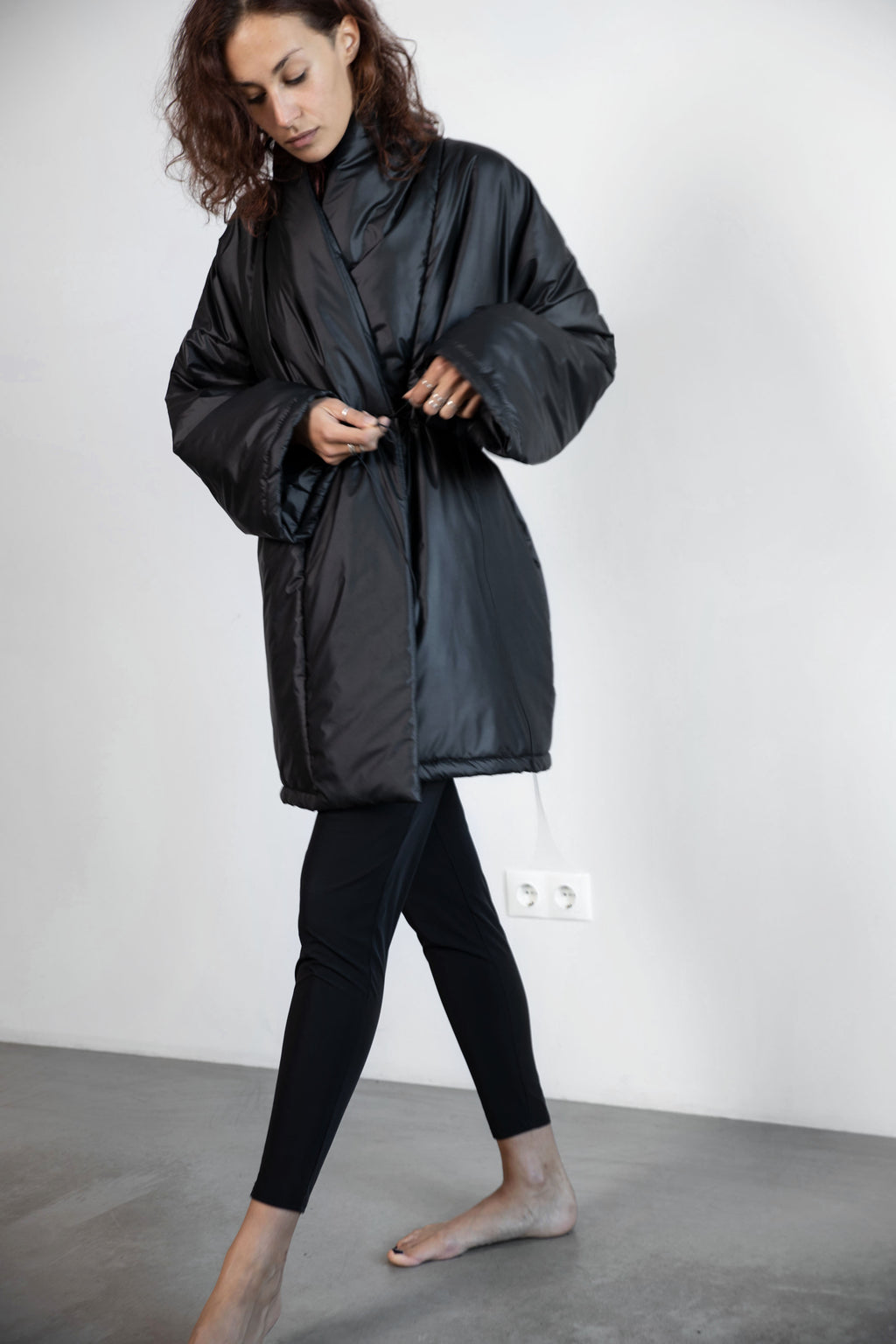 Puffy duvet kimono jacket