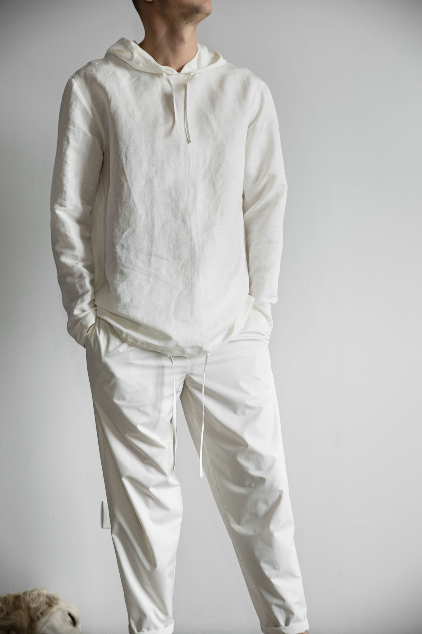 Unisex linen hoodie white
