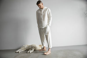 Unisex linen hoodie white