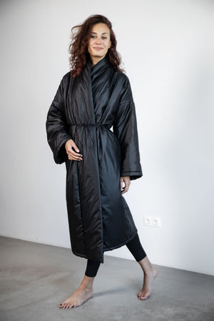 Puffy duvet kimono coat