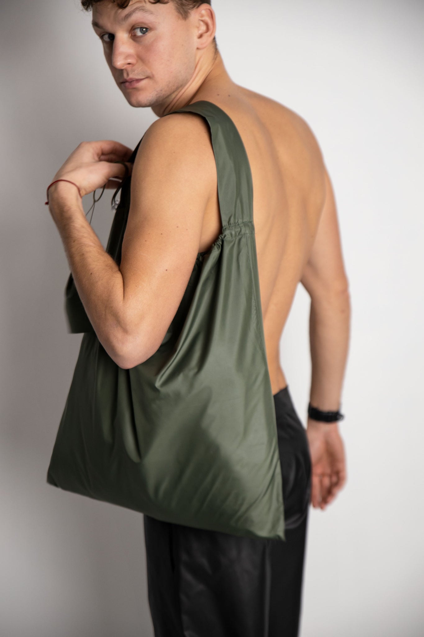 Reusable shopping bag moss green large