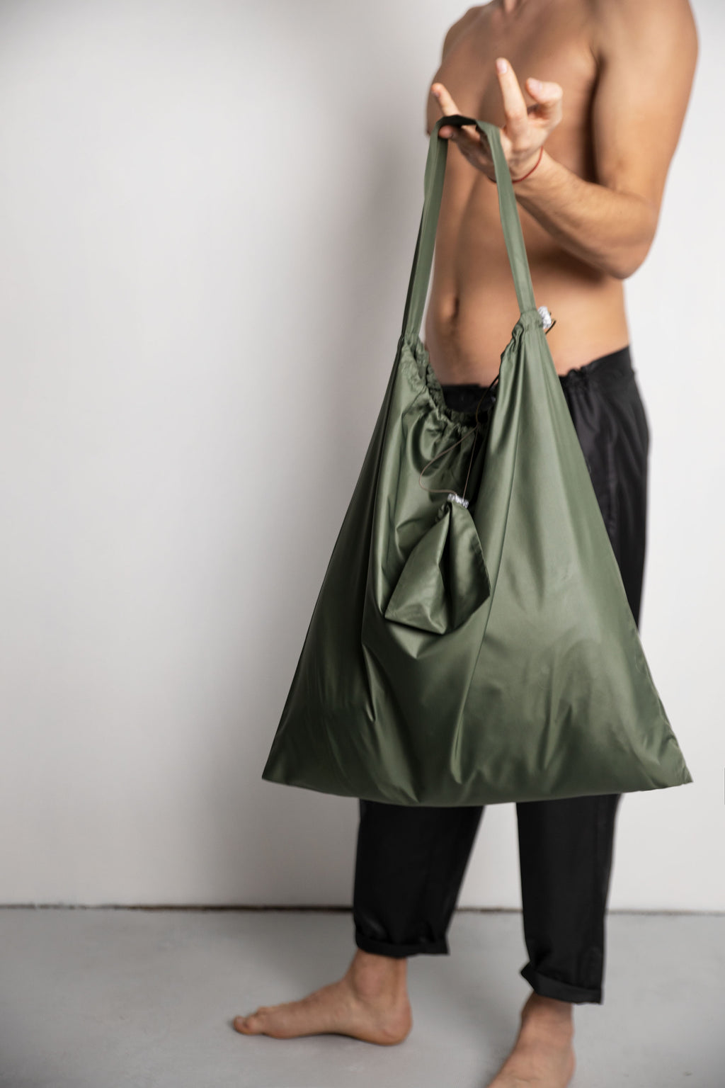 Reusable shopping bag moss green large