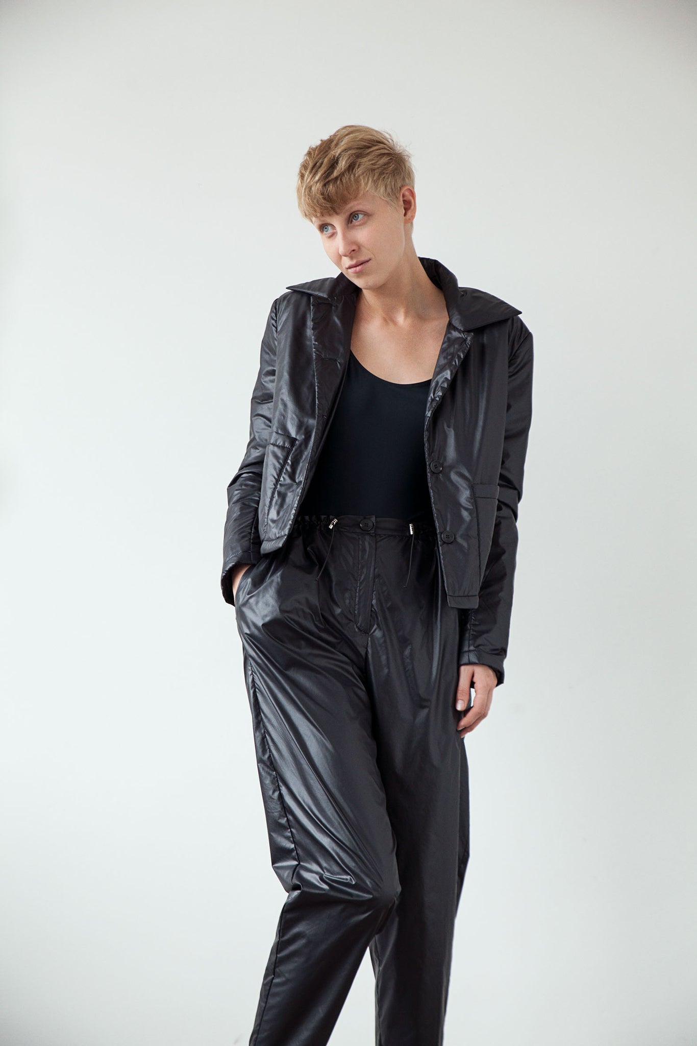 Lightweight button up jacket black