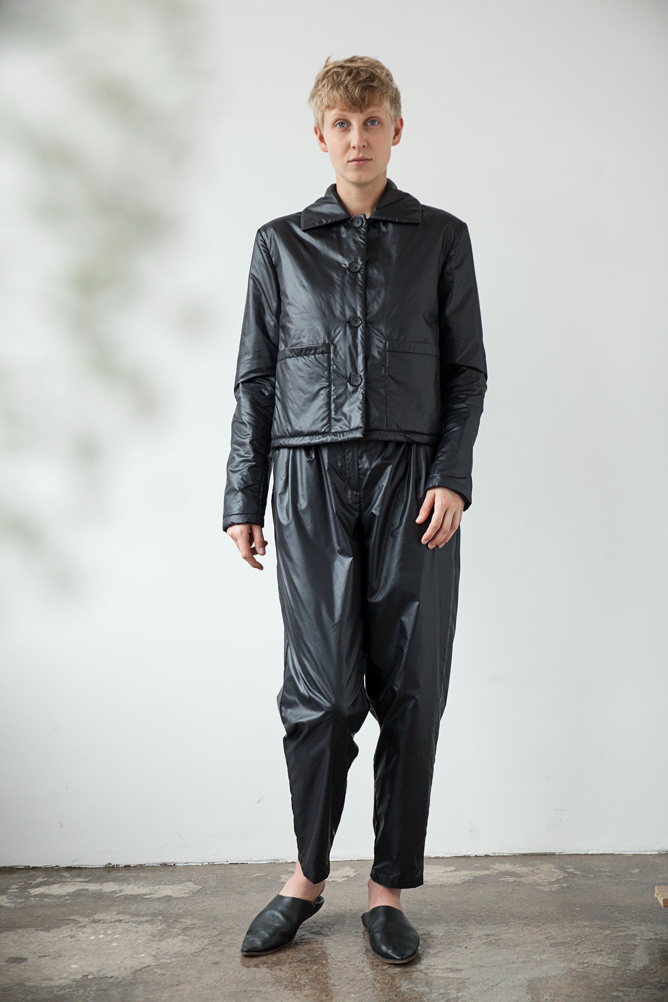 Lightweight button up jacket black