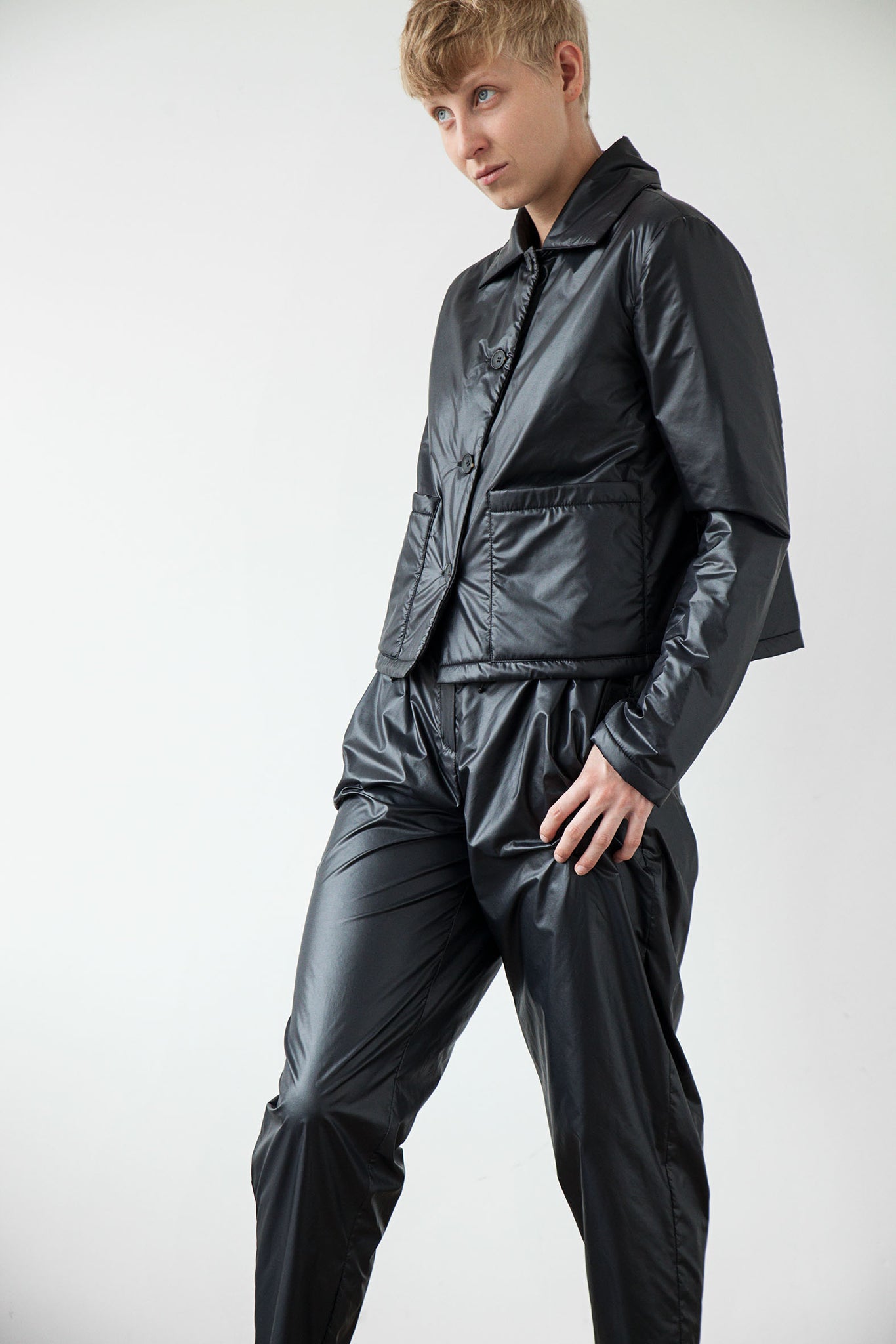 Lightweight button up jacket black