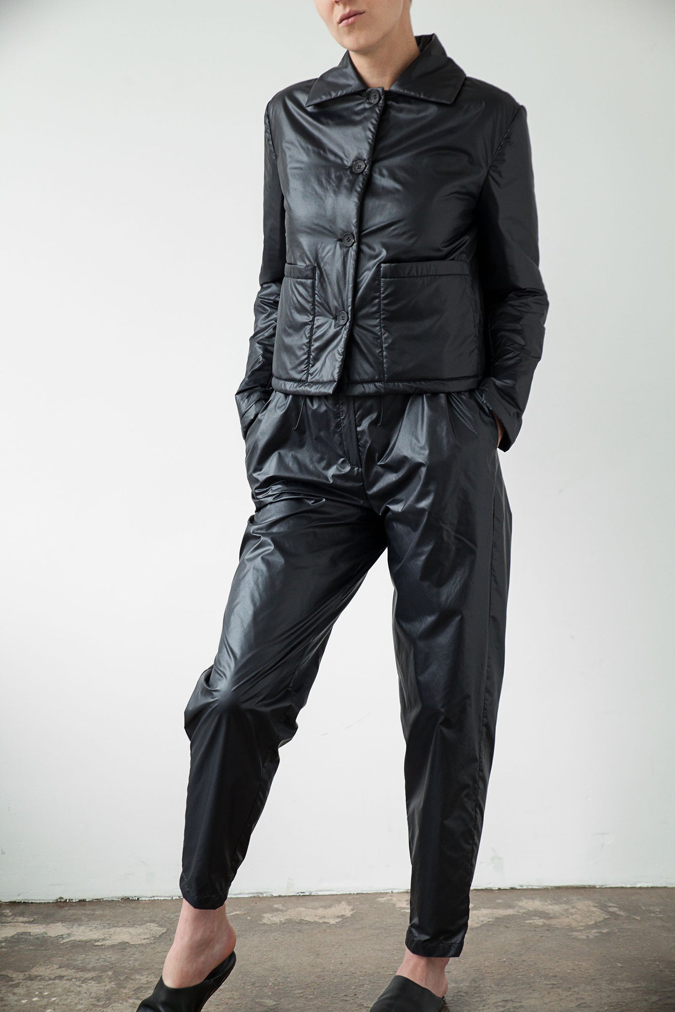 Lightweight button up jacket black