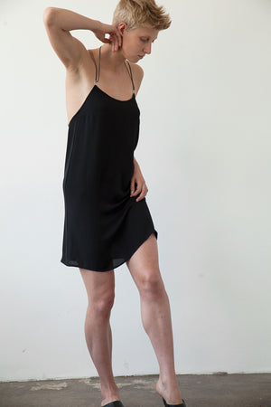 Loose fit low back mini length slip dress